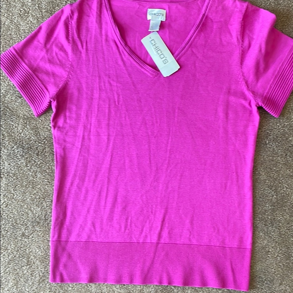 Giorgio Fiorelli Magenta V-Neck Short Sleeve Top